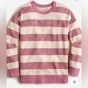 NWT J. Crew Vintage Cotton Terry Relaxed-Fit Pullover in Rugby Stripe